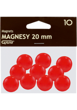 Magnesy 20 mm czerwone 10 sztuk
