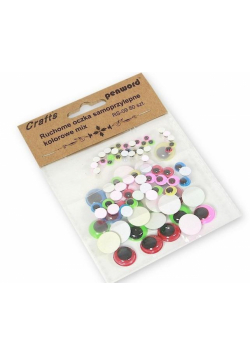 Ruchome oczka samoprzylepne kolorowe mix 80szt