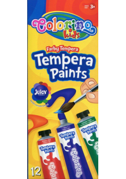 Farby Tempera w tubach z pędzelkiem 12 kolorów
