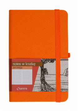 Notes A6 z gumką Secesja kratka pomarańczowy