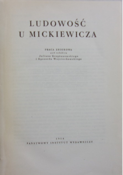 Ludowość u Mickiewicza