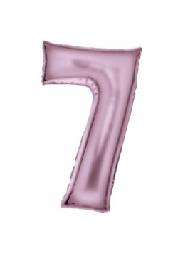 Balon foliowy cyfra 7 satynowa pastelowy róż 86cm