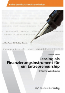 Leasing als Finanzierungsinstrument für ein Entrepreneurship