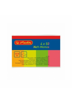 Kartki samoprzylepne 20x50mm 4 kolory po 50 sztuk