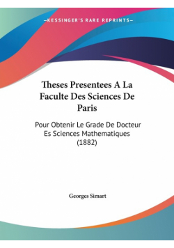 Theses Presentees A La Faculte Des Sciences De Paris