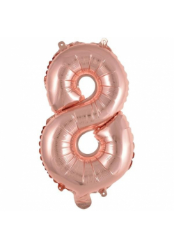 Balon foliowy mini cyfra 8 różowe złoto 29x40cm