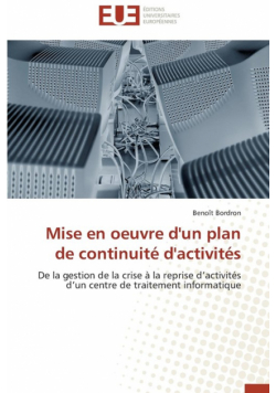 Mise en oeuvre d'un plan de continuité d'activités