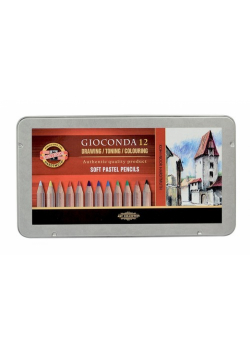 Pastele suche w drewnie Gioconda 12 kolorów w metalowej kasetce