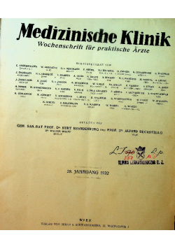 Medizinische Klinik Wochenschrift fur praktische Arzte nr 1 do 52 1932 r.