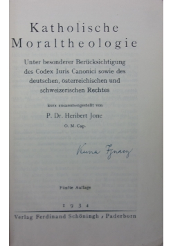 Katholische Moraltheologie,  1934r.