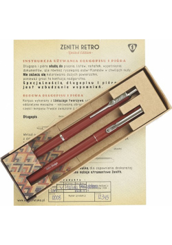 Komplet długopis Zenith-7 i pióro Omega w etui  Retro bordowy
