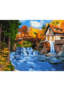 Malowanie po numerach - Domek z młynem 40x50cm