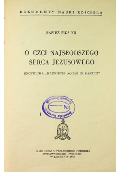 Pius o czci najsłodszego serca jezusowego