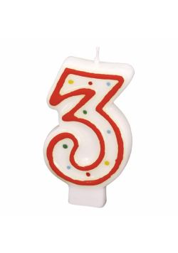 Świeczka cyferka 3 kropki 7,3cm