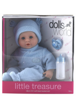 Lalka bobas 38 cm Little treasure niebieska