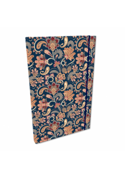 Notes A5 kratka z gumką Soft Touch Paisley kwiaty blue