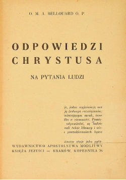Odpowiedzi Chrystusa na pytania ludzi 1949 r.