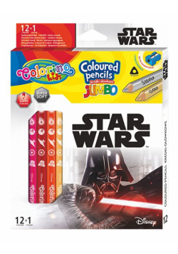 Kredki ołówkowe trójkątne jumbo Star Wars Colorino Kids 13 kolorów 12 sztuk z temperówką