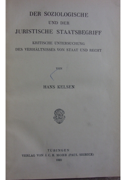 Der soziologische und der Juristische staatsbegriff, 1922 r.