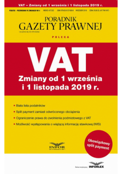 VAT Zmiany od 1 września i 1 listopada 2019