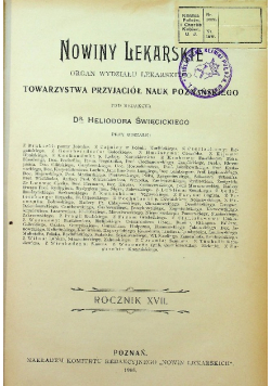 Nowiny Lekarskie Rocznik XVII Zeszyt 1 do 12 1905 r.
