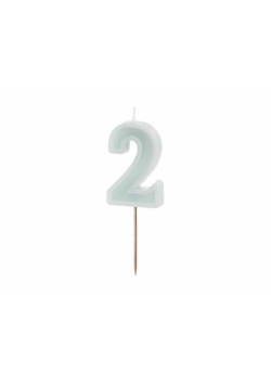 Świeczka urodzinowa 2 jasna mięta 6cm