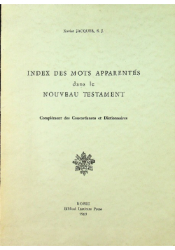 Index Des Mots Apparentes Dans Le Nouveau Testament
