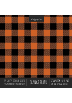 Orange Plaid Scrapbook Paper Pad 8x8 Decorative Scrapbooking Kit for Cardmaking Gifts, DIY Crafts, Printmaking, Papercrafts, Check Pattern Designer Paper