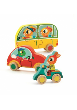 Drewniane puzzle samochody