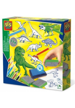 Pieczątki + kredki Dinozaury