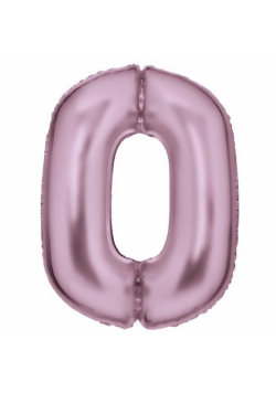 Balon foliowy cyfra 0 satynowa pastelowy róż 86cm
