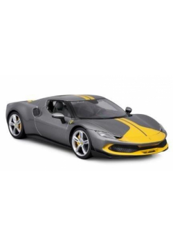 Ferrari 296 GTB Assetto Grey/Yellow 1:18 BBURAGO