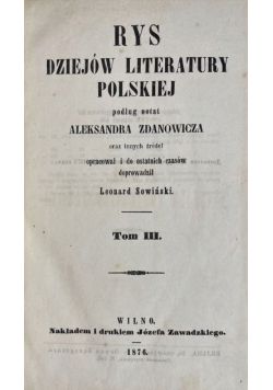 Rys dziejów literatury polskiej Tom IV 1877 r.