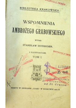 Wspomnienia Ambrożego Grabowskiego Tom 1 i 2 1909 r.