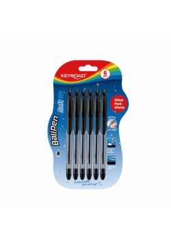 Długopis klasyczny Keyroad ball pen soft jet 0,7 mm czarny 6 szt.