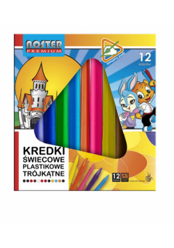 Kredki świecowe plastik trójkątne 12 kolorów