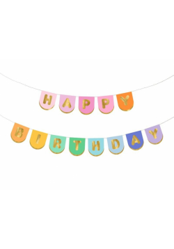Baner papierowy Happy Birthday mix 163x12cm