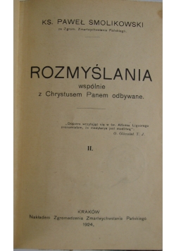 Rozmyślania wspólnie z Chrystusem Panem Odbywane , 1924 r.