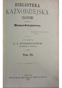 Biblioteka Kaznodziejska Tom IX 1894 r.