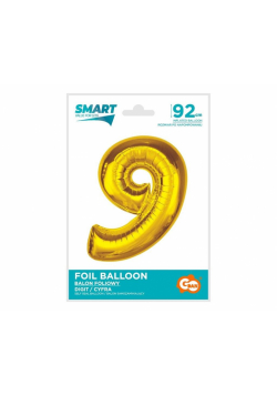 Balon foliowy Smart cyfra 9 złota 92cm