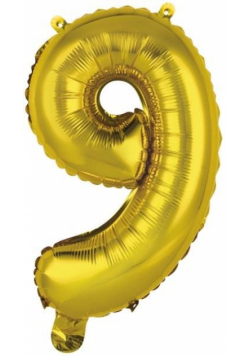 Balon foliowy mini cyfra 9 złota 30x40cm
