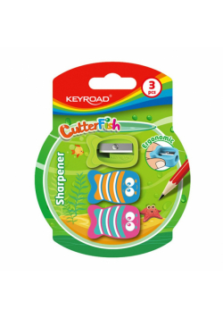 Temperówka pojedyńcza plastikowa Keyroad CUTTER FISH 3 sztuki blister