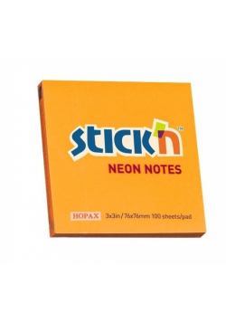 Notes samoprzylepny 76x76mm pomarańczowy neonowy 12 sztuk