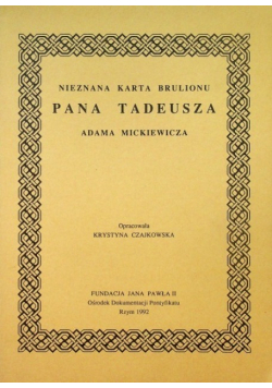Nieznana karta brulionu pana Tadeusza Adama Mickiewicza