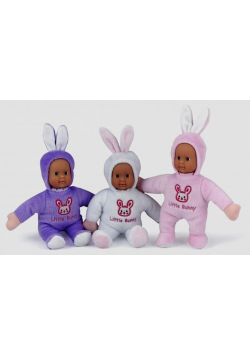 Lalka bobas Little bunny z miękkiego fioletowego materiału 18 cm