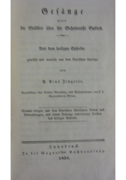 Zingerles Ausgewahlte Schriften. Tom V-VI. ok 1837 r.