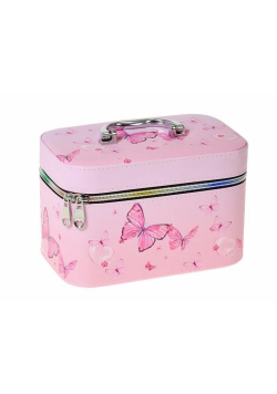 Kuferek M z lusterkiem na zamek 21x14x11,5cm Motyl