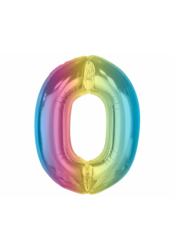 Balon foliowy cyfra 0 tęczowa Smart 92cm