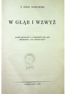 W Głąb i Wzwyż 1938 r.