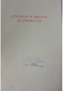 Czytania w Mszach za zmarłych